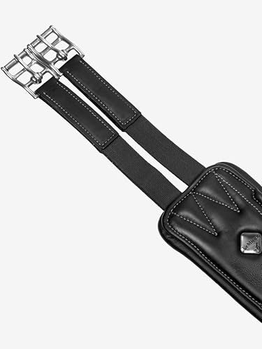 LeMieux Gel-Tek Anatomic Jumping Girth - Contoured Shape - Dynamic Gel and Ultra Soft Leather - color: Black, size: 105cm/42"