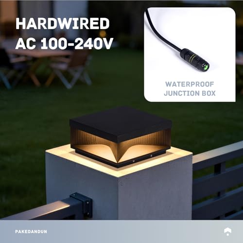 Outdoor Post Lights Hard Wired, 11.81" Glass Column Lights | IP54 Waterproof Pillar Light Electric, 3000K Warm LED Square Modern Lamp Posts Outdoor Lighting for Garden Entrance Patio