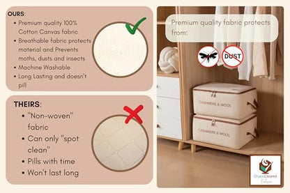 100% Cotton Cashmere & Wool Storage Bag – Breathable Sweater Storage Bag for Cashmere, Wool, Knitwear & Delicate Garments – Dust & Moisture Protection - size: Cashmere Bag