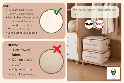 100% Cotton Cashmere & Wool Storage Bag – Breathable Sweater Storage Bag for Cashmere, Wool, Knitwear & Delicate Garments – Dust & Moisture Protection - size: Cashmere Bag