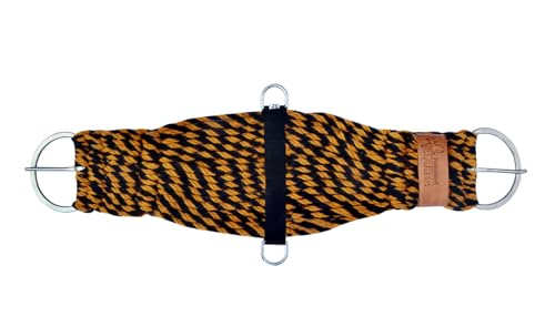 CHALLENGER Horse Western Two-Tone 27 Strand 7" Wide Roper Cinch Girth 97106 - color: Tan Black, size: 36" L x 7" W