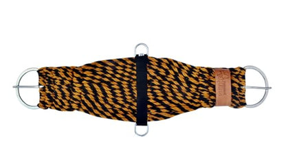 CHALLENGER Horse Western Two-Tone 27 Strand 7" Wide Roper Cinch Girth 97106 - color: Tan Black, size: 32" L x 7" W