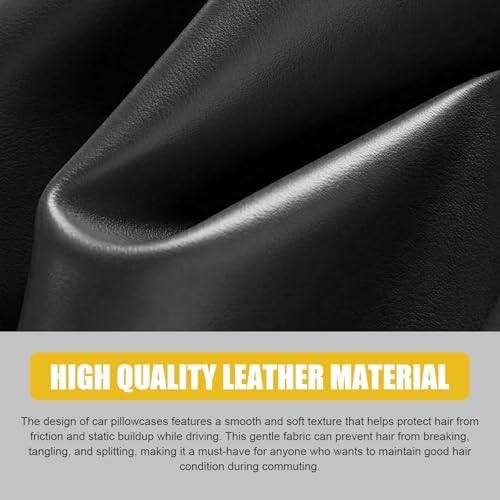 2PCS Cars Headrest Covers, Full Wrap-around Leather Headrest Covers for Cars, Reusable Elastic Dust Cover, Waterproof Headrest Cover, Universal Car Accessories for Most Cars (Black)