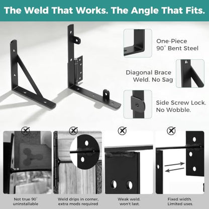 Self-Close Wooden Gate Hardware Kit, Heavy Duty Wood Bracket & Spring Hinge