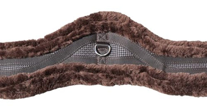 T TEKE Anatomic Luxury Plush Fleece Horse Girth - Contoured Pressure Relief English Girth with Dual-Side Heavy-Duty Elastic, Ultra-Soft Fleece Lining, Stainless Steel Solid-Roller Buckles & D-Ring - color: Dark Brown, size: 56"