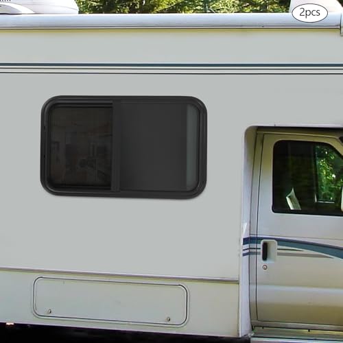 Vertical Sliding Black RV Window for Teardrop, Cargo, Horse Trailer, Marine Camper Window Replacement,18" Wide x 30" Tall, 2 Pack (18"x30") - size: 18"x30"