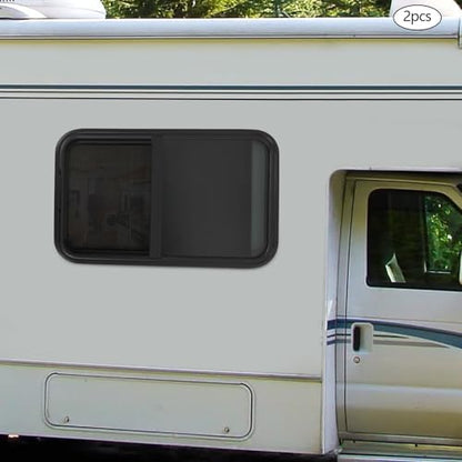 Vertical Sliding Black RV Window for Teardrop, Cargo, Horse Trailer, Marine Camper Window Replacement,18" Wide x 30" Tall, 2 Pack (18"x30") - size: 18"x30"