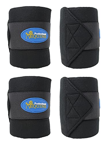 CHALLENGER 10ft Horse Grooming Leg Polo Wrap Set of 4 Soft Fleece 95R - color: Black
