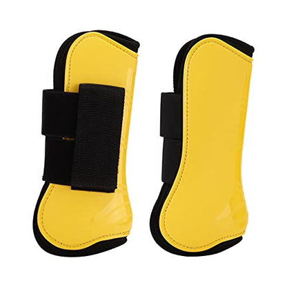 2 Pack Horse Support Boots, Light Open Front Jumping Tendon, Adjustable Horse Tendon Protection Damping for Jumping Trail Riding (22.00 * 20.00 * 5.00-Yellow) - size: 22.00*20.00*5.00