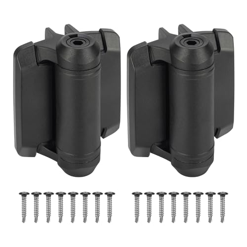 Heavy Duty Self Closing Gate Hinges with Safety Cap,Pool Gate Hinges with Alignment Legs No Rust and Adjustable Fence Hinges Kit for Outdoor Metal Gate,Vinyl Gates,Wood Gate,Black,2 Count - size: 1 Pack