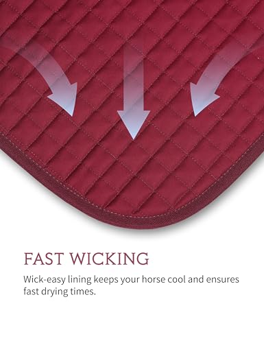 Harrison Howard All-Purpose Saddle Pad Suede Saddle Pad for Horses Use During Everyday Riding - color: Burgundy