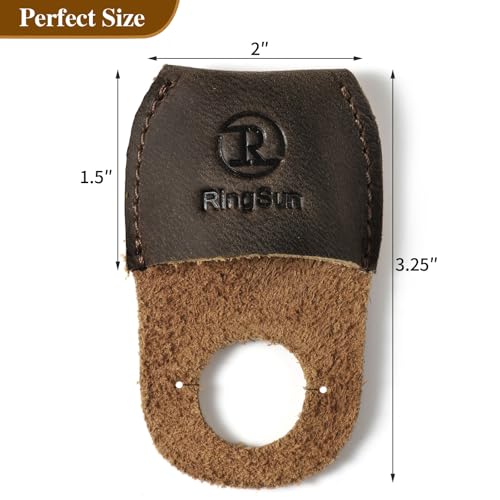 RingSun Thumb Guard Wood Carving Tools, Leather Finger Protector, Handmade Carpenter Working Carving Kit Accessories - color: Black Brown