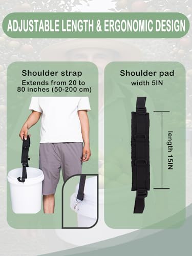 5 Gallon Bucket Shoulder Strap Strap：Heavy-Duty Adjustable Nylon Handle 20l Rope Bucket, Gardening, Camping Car Washing Use for Grips Buckets with Handles