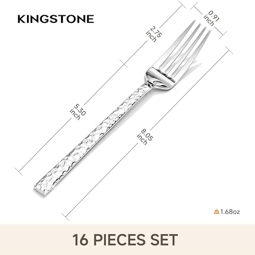 16 Piece Hammered Dinner Forks Set,18/10 Stainless Steel Forks, 8 Inch - size: 16-Piece