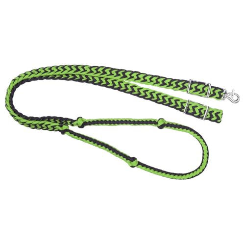 Tough 1 Deluxe Knotted Cord Roping Reins - color: Neon Green/Black