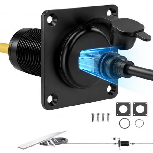 Bsxywa Aluminum Pass Through Wall Socket for Starlink Gen3, RJ45 CAT6 Female to Female, IP68 Waterproof Bulkhead Connector for RV Camper Boat Trailer - color: for Starlink Gen3 ( Black )