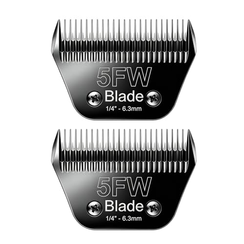 2PCS 5FW Wide Blades for Dog Grooming Compatible with Andis Clippers - size: Black/5FW