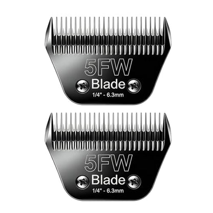 2PCS 5FW Wide Blades for Dog Grooming Compatible with Andis Clippers - size: Black/5FW