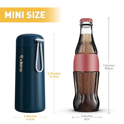 8 oz Water Bottles Made of 304 Stainless Steel, Small Water Bottles Double Wall Vacuum Insulation for Hot&Cold Drinks, Water Bottle Purse with Carry Handle - 100% Leakproof(Dark-Blue) - color: Dark Blue, size: 8.5 Ounces