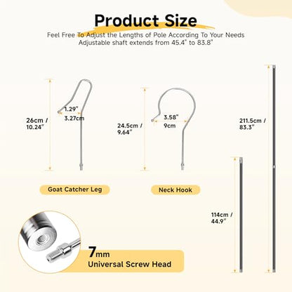 Lightweight Sheep Catcher Hook, 45"Carbon Shaft Leg Neck Goat Grabber Crook