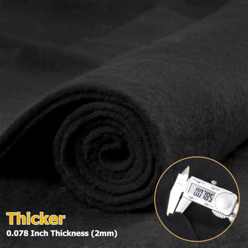 85" x 39" Wool Felt Fabric, 100% Merino Wool Felt - color: Black, size: 85" x 39"