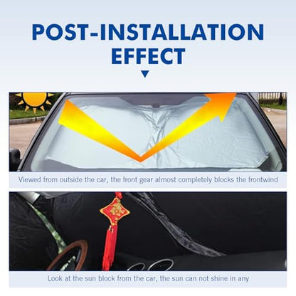 6 PCS Windshield Sun Shade, Privacy Protection Sunscreen Heat Window Cover, Automobile Protective Kit, Universal for Most Cars, Trucks and Vans (Silver)