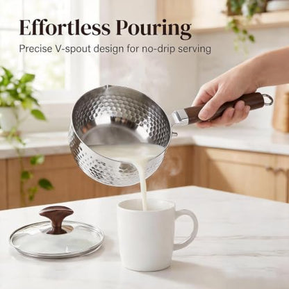 GREATLINK 18/8 Stainless Steel Small Saucepan with Lid and Pour Spouts