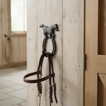 Comfy Hour 9.5 Inch Horseshoe Wall Hook, Running Horse Key Holder