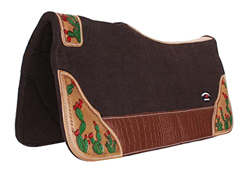 Horse 32" x 30" Western Contoured Wool Felt Therapeutic Saddle Pad 39218 - color: Brown