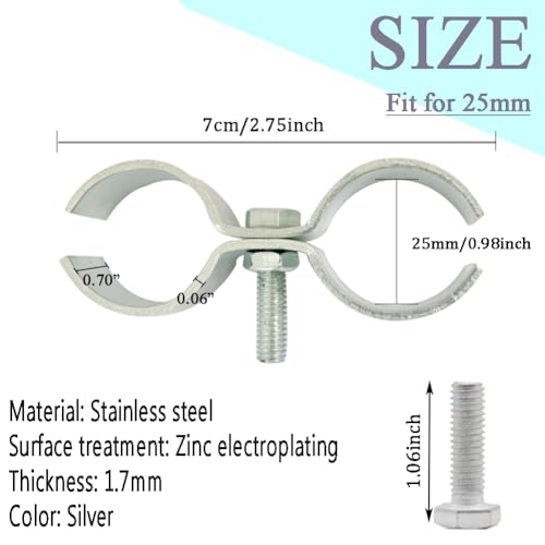 Double Pipe Clamp Chain Link Fence Clamps, 6Pcs Panel Clamps with Wing Nut, Carbon Steel Pipe Clamps for (0.98") Pipes, Ideal for Joining & Securing Gridwall Panels, Temporary Fence, Dog Kennel (25mm) - color: 25mm