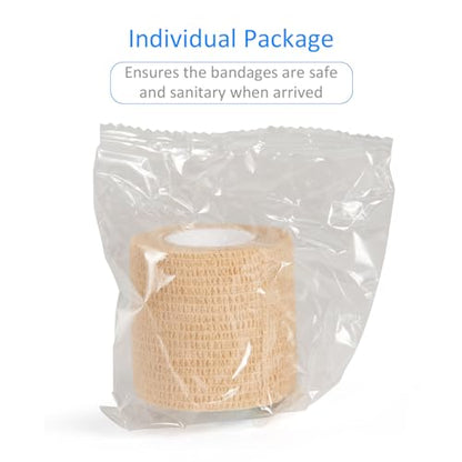 24Pcs Self Adherent Cohesive Bandages Self Adhesive Bandage Wrap 2 in Beige - color: Skin Color, size: 24Pcs