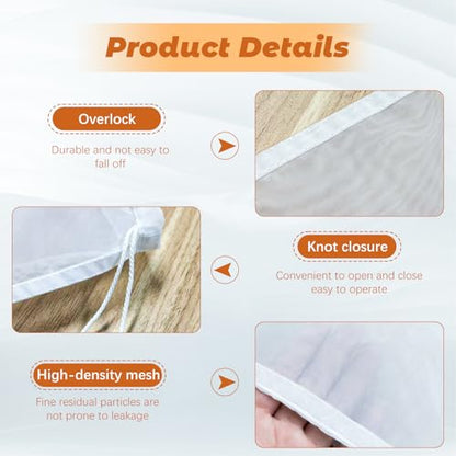 12Pcs Cheese Cloth Bag For Straining Reusable Nut Milk Bags Nylon Washable Fine Mesh Strainer Bags for for Almond Yogurt Juice Cheese Making Cold Brew Coffee Beer Tea (12Pcs（12''x8'')