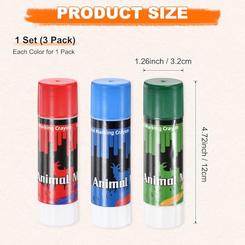 M METERXITY 3-Pack Livestock Marker, 11.6 Cm/4.6 Inches Large Animal Crayons for Pig/Cattle/Cow/Sheep Supplies, Farming Livestock Marking Crayons [Green/Red/Blue]