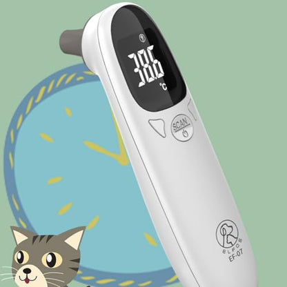 Pet Thermometer for Dogs, Cats, and Livestock, Fast Digital Veterinary Thermometer with Long Probe, Comfortable Flexible Tip, Waterproof Design (White)