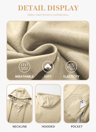 Eytino Women Plus Size Zip Up Hoodie Long Sleeve Oversized Sweatshirts - color: Apricot, size: 2X