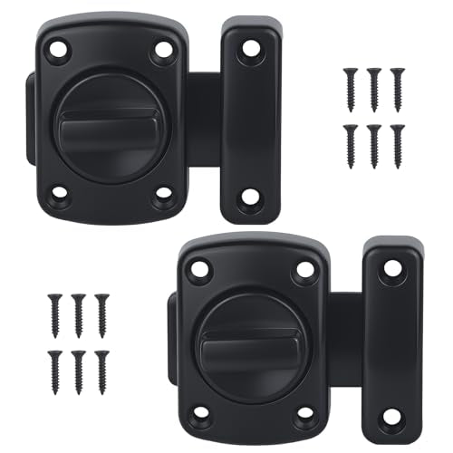 WellMade 2 Pack Heavy Duty Rotating Bolt Latch, 180° Double Sided Security Slide Lock – Zinc Alloy & Steel, Rustproof Gate Latch for Doors, Fences, Barns & Pet Enclosures