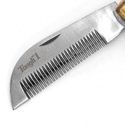 Jeffers Equine Folding Pocket Stripping Comb for Horses – Compact Foldable Grooming Tool, Wooden Handle, Steel Blade, Mane, Tail & Horse Coat Stripping, Thinning, Portable Equestrian Grooming