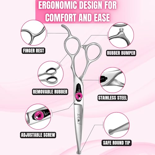 Kenchii Love Dog Grooming Shears, 6.5in Ball Tip Straight - size: 6.5" Ball Tip Straight