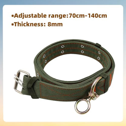 1 Pack 59 Inch Adjustable 4-Layer Nylon Thickened Cow Collar with 2-Rows Metal Buckle and Traction Chain for Dogs, Cow, Sheep, Horse, Goat, Camel