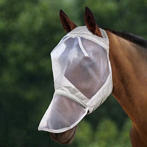 Harrison Howard CareMaster Horse Fly Mask Large Eye Space Full Face No Ears Moonlight Silver Small Pony - color: Moonlight Silver, size: Pony (Small)