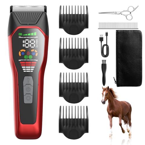 Horse Clippers Low Noise Rechargeble Horse Trimmer Kit - color: Red-2