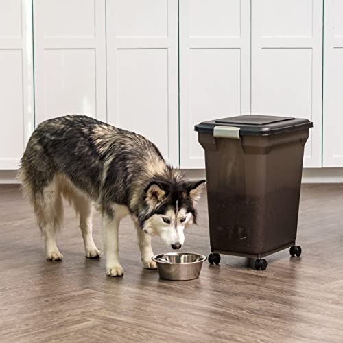 IRIS USA Dog Food Storage Container, Up to 40 lbs, Smoke, Made in USA - color: Smoke, size: 40 lbs