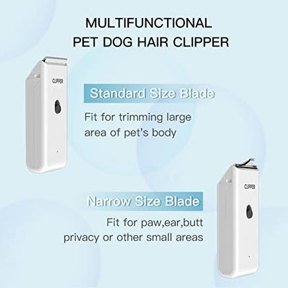 Dog Cat Home Hair Waterproof Clipper Portable Pet Shaver - color: White+narrow Blade