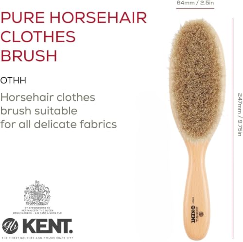KENT OTHH1 Clothes Brush, 100% Natural Pure Horsehair in Japanese Style Lint Remover for Delicate Cashmere, Wool, and Silk to Keep Fabrics Free from Fibres, Fluff. Luxury Beechwood. Made in England - style: OTHH1
