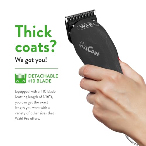 Wahl Pro Animal Equine MaxCoat Horse Clipper, Black | Powerful Corded Clipper for Thick Coats, Quiet Performance, Includes a #10 Competition Series Blade