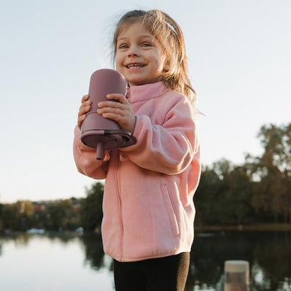 BrüMate Leap 12oz 100% Leakproof Kids Tumbler with Handle and Silicone Soft Straw | Drop Resistant Silicone Sleeve | For Kids 4+ | Insulated Stainless Steel | Cup Holder Friendly | 12oz (Neutron) - color: Neutron