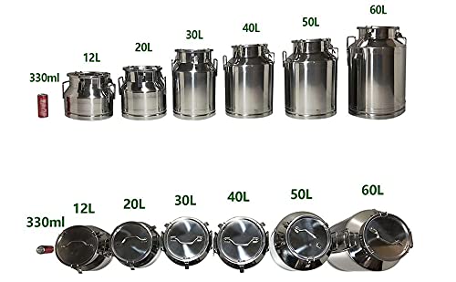 Milk Can with Sealed Lid, Stainless Steel Milk Transport Cans Wine Pail Bucket Tote Jug Pot Oil Liquid Storage Barrel with 2 Handles Sealed Silicone Anti-Leak Ring Lock Belt 40L 10.56 Gallon - color: 40l