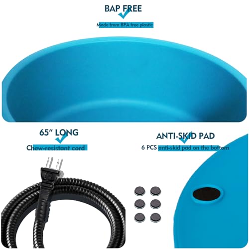 Heated Water Bowl for Dog & Cat, Outdoor Heated Dog Bowl Provides Drinkable Water & Food in Winter, Heated Pet Bowl for Outside, Smart Thermal-Dish for Rabbit, Chicken, Duck, Squirrel (98 OZ) - size: 98 OZ