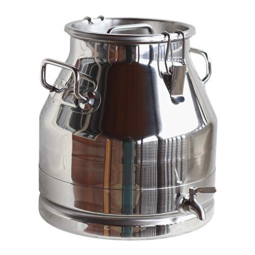 Stainless Steel Milk Transport Cans with Strong, Sealed Lid and Optional Spigot (5 Gallon, with Spigot)) - color: Including Spigot, size: 5 Gallon