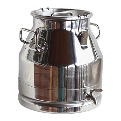 Stainless Steel Milk Transport Cans with Strong, Sealed Lid and Optional Spigot (5 Gallon, with Spigot)) - color: Including Spigot, size: 5 Gallon